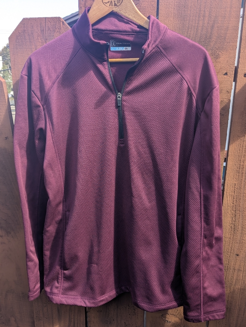 PGA Tour Maroon Quarter-Zip Pullover, Large